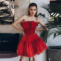 xijun noble red ball gowns prom dresses sweetheart plentiful layers organza evening dresses exquisite ruffled disign mini length