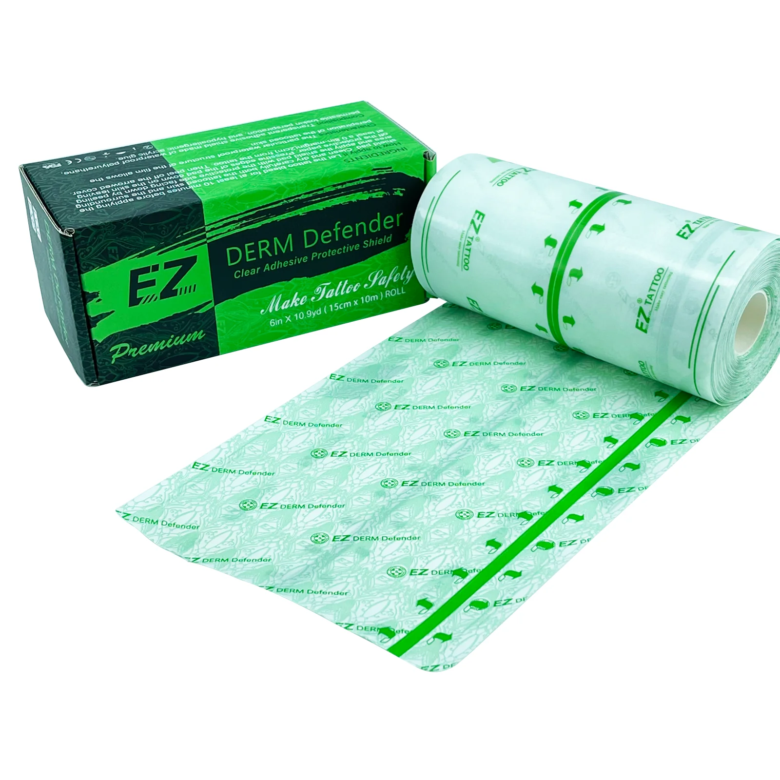 Фото EZ Premium/Regular Derm Defender Tattoo Прозрачный клейкий защитный щиток Защитная пленка для татуировок Последовательный уход Поставка татуировок №4