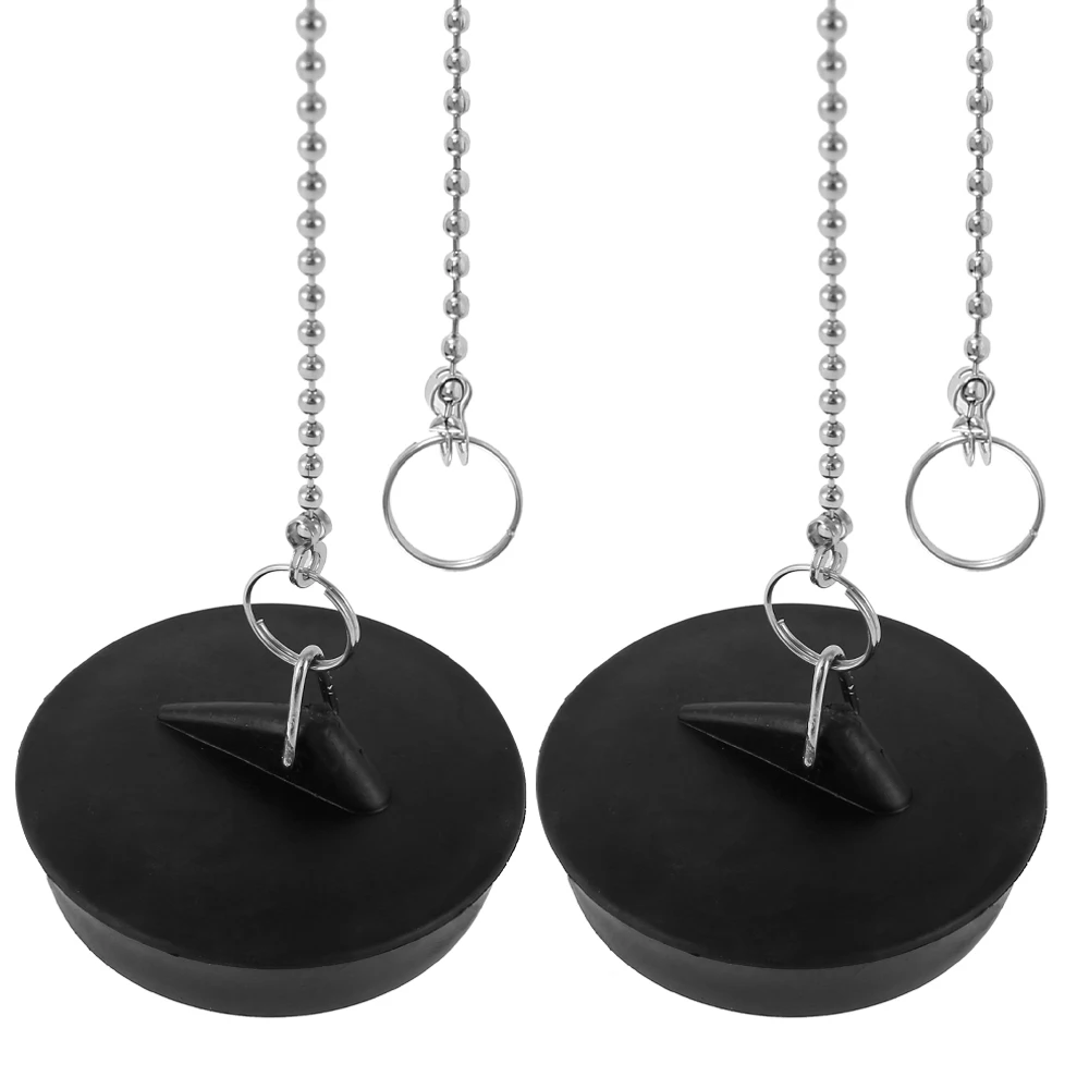 

2Pcs Bathtub Drain Plug Bathroom Sink Plug Rubber Tub Stopper Leakage-Proof Sewer Drain Plug with Chain Sink Plug for Bathroom