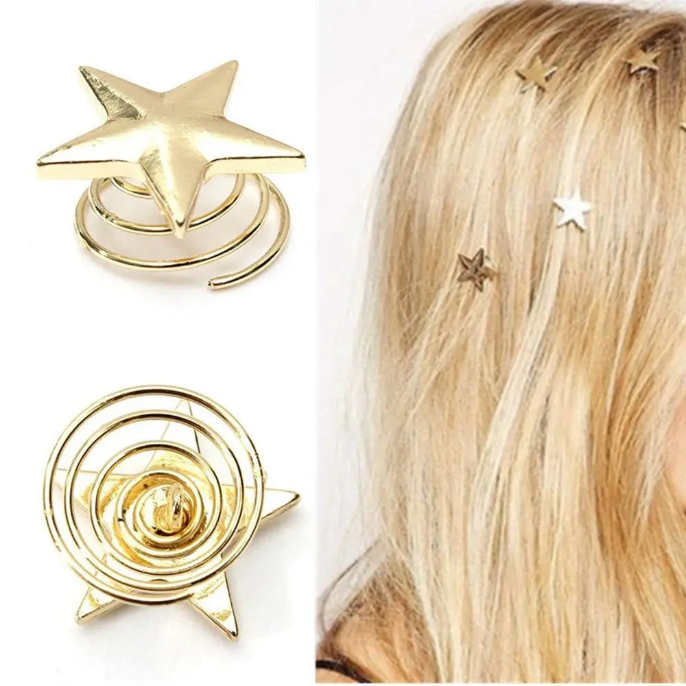 

Bridesmaid Gold Hair Jewelry Wedding Bridal Hair Accessories 5pcs Spiral Hair Clip Star Shaped Hairpin