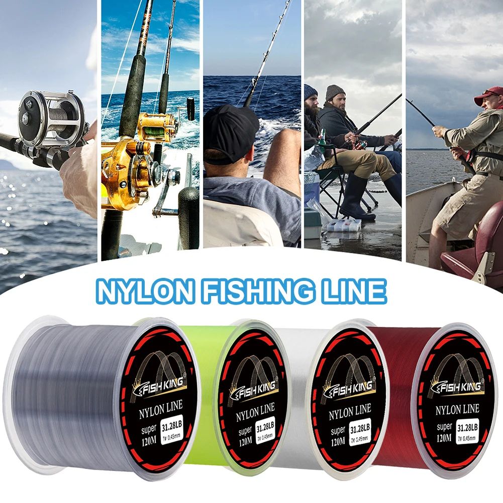 

120m Fishing Line Nylon Monofilament Line 4.13LB-34.32LB Strong Abrasion Resistant Fishing Wire Sea Fishing Line 4 Colors