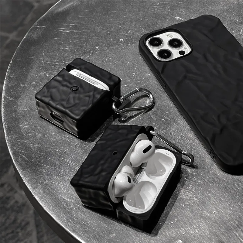 

Матовые черные складки для наушников Apple AirPods 1 2 pro, чехол для Bluetooth наушников 3-го поколения, силиконовый мягкий чехол, защитный чехол
