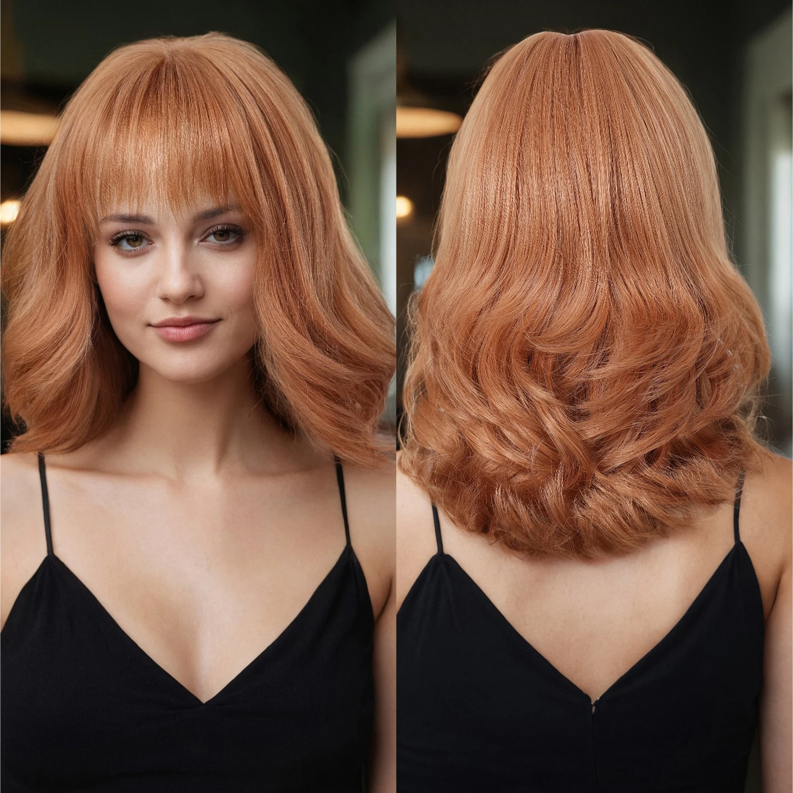 Искусственные парики ALAN EATON в виде клубники блонд волнистые средней длины с