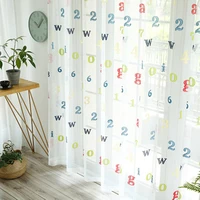 lovely curtains for girl boy kids living room bedroom window letter number tulle early sheer drapes education embroidered 02