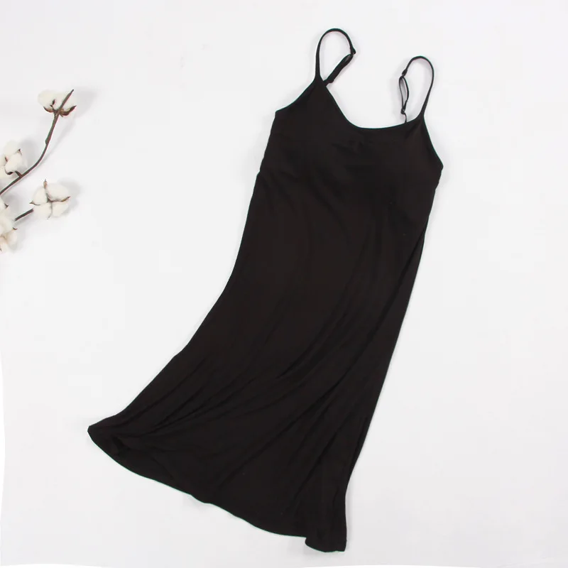 Summer Sexy Women's Padded Vest Nightdress Sleeveless Vest Dress Cotton Pajamas Padded Breast Bra Suspender Nightdress New