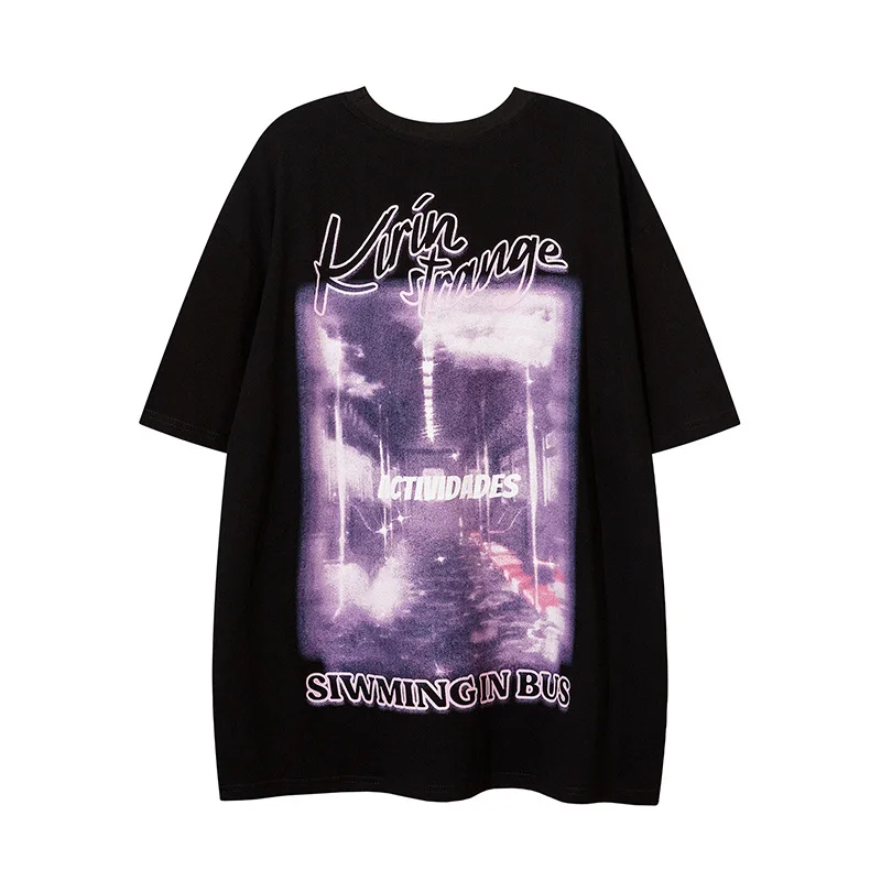 

Футболка в стиле хип-хоп с принтом мультяшного кота и японской любви, уличная одежда, футболка в стиле Харадзюку, мужская летняя футболка ов...