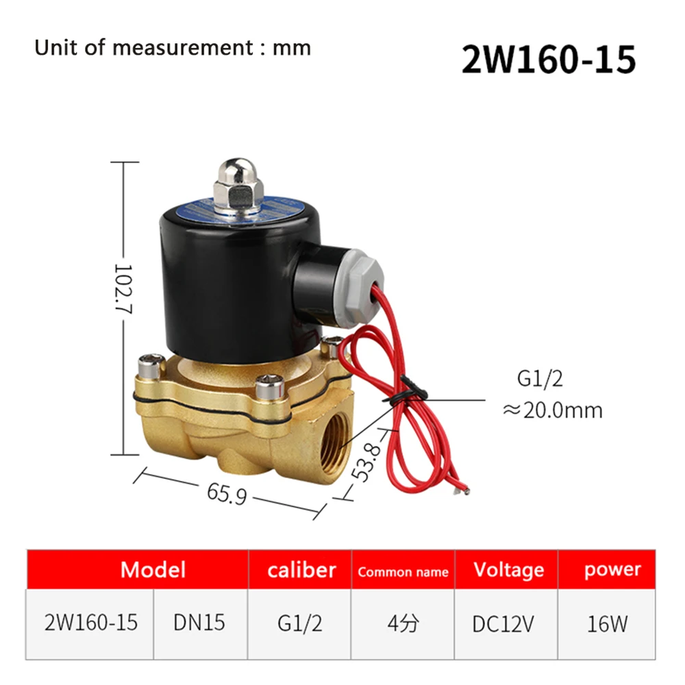 Клапан соленоида DN15 1/2" 12V 24V 220V с медным корпусом, катушкой для масла, пневматической водой и гелием для газа.