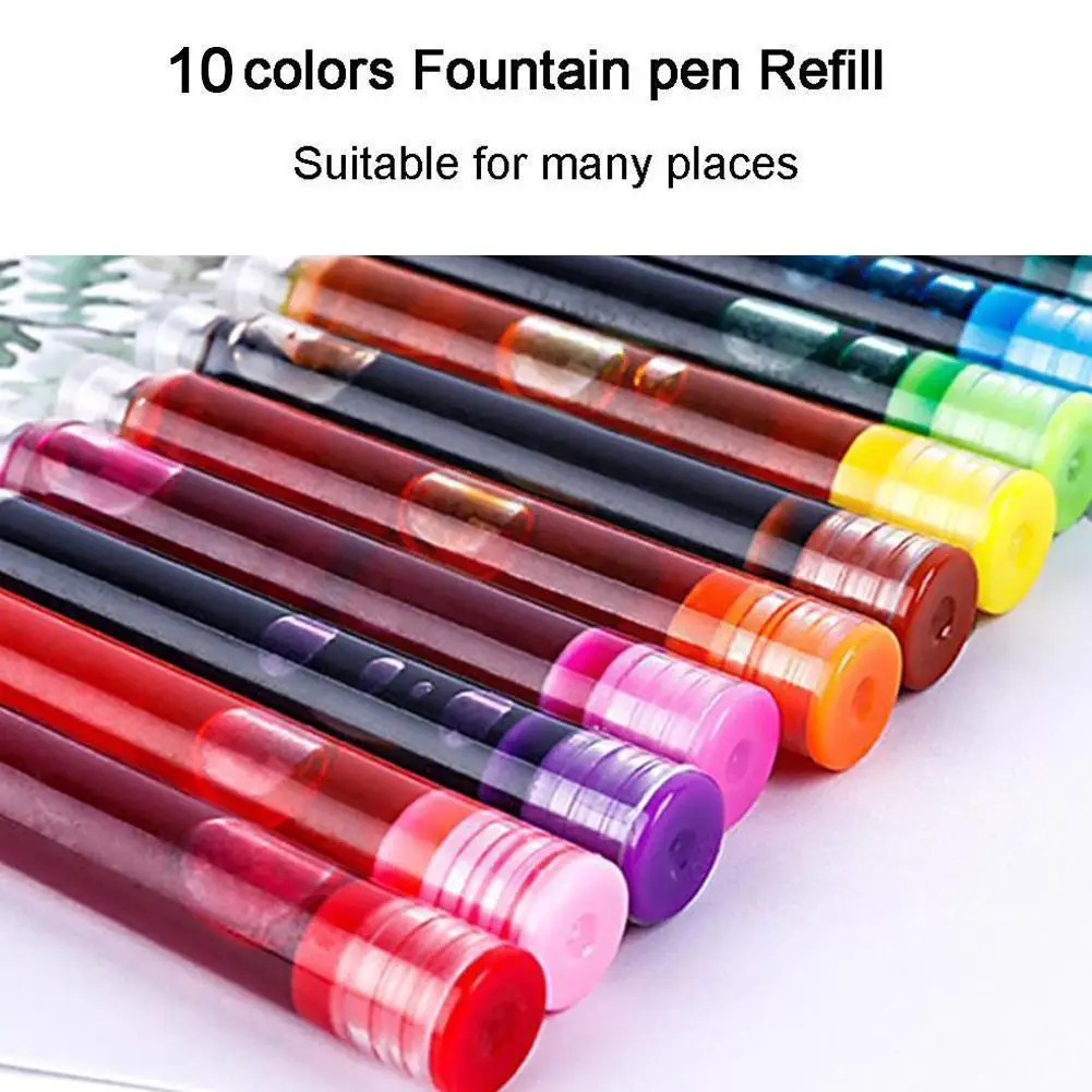 

High Quality 10pcs Color Ink Supplies Fountain Pen Student Cartridge Office Ink Ink School Refill Disposable Refills Statio D5F3
