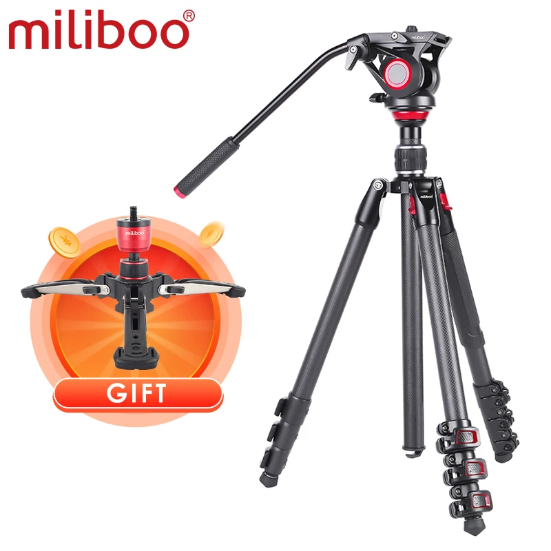 

miliboo MUFP Carbon Fiber Lightweight Tripod Stand for Digital DSLR Camera 4 Section with Built-in Leveling Base 15° Tilt
