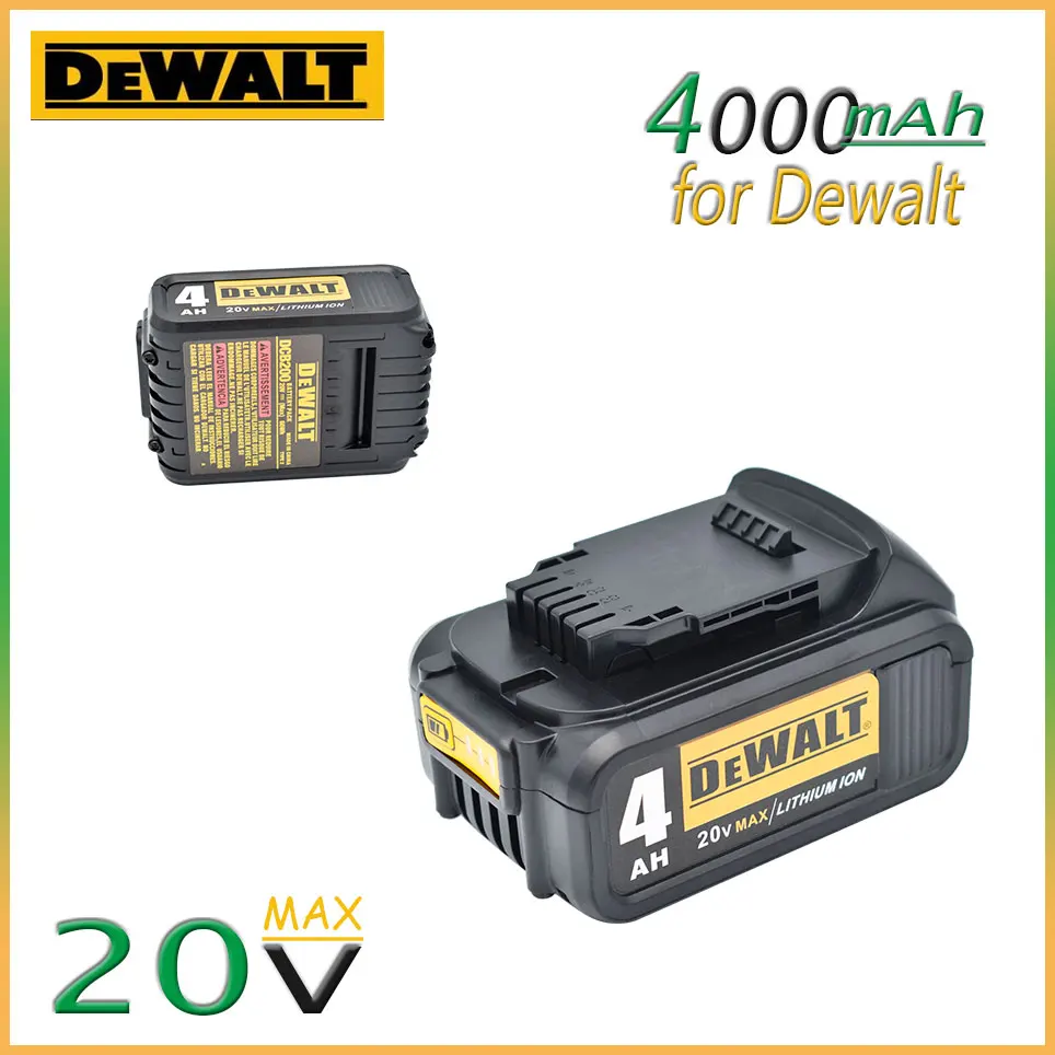 

DeWalt 100% Original 4.0Ah 20V Rechargeable Power Tools Battery with LED Li-ion Replacement DCB205 DCB204-2 20V DCB206