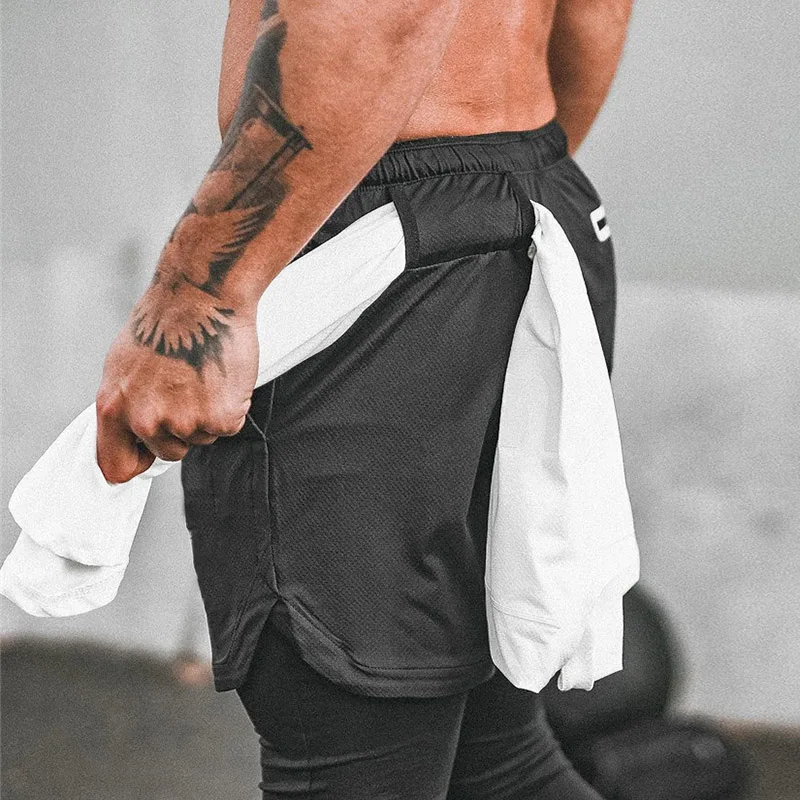 

Summer Running Casual Shorts Men 2 In 1 Sports Jogging Fitness Workout Training Quick Dry Mens Gym Sport Athletic Shorts