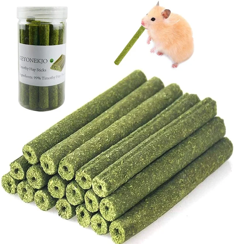 

25pcs Pets Chewing Toys Carrot Timothy Hay Molar Sticks for Rabbits Guinea Pig Hamsters Chinchilla Bunny Chew Toys Teeth Treats