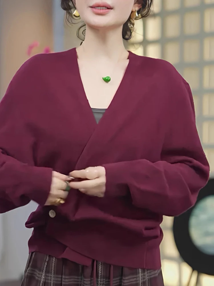 Плюс размер Ozhouzhan элегантный модный супер красивый вязаный кардиган новинка 2024