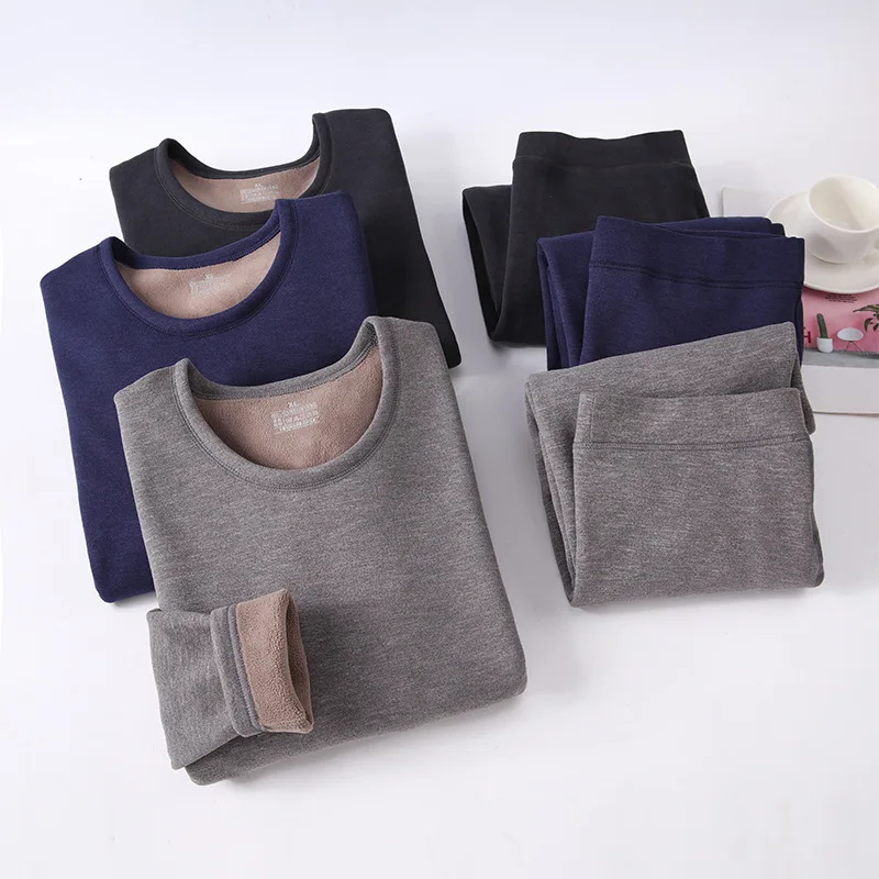 Осенне-зимнее Новое Австралийское флисовое мужское термобелье комплект с мягкой