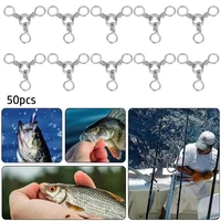 50pcs t shape fishing swivels three way connector ball bearing rolling swivel fish line hooks tackle