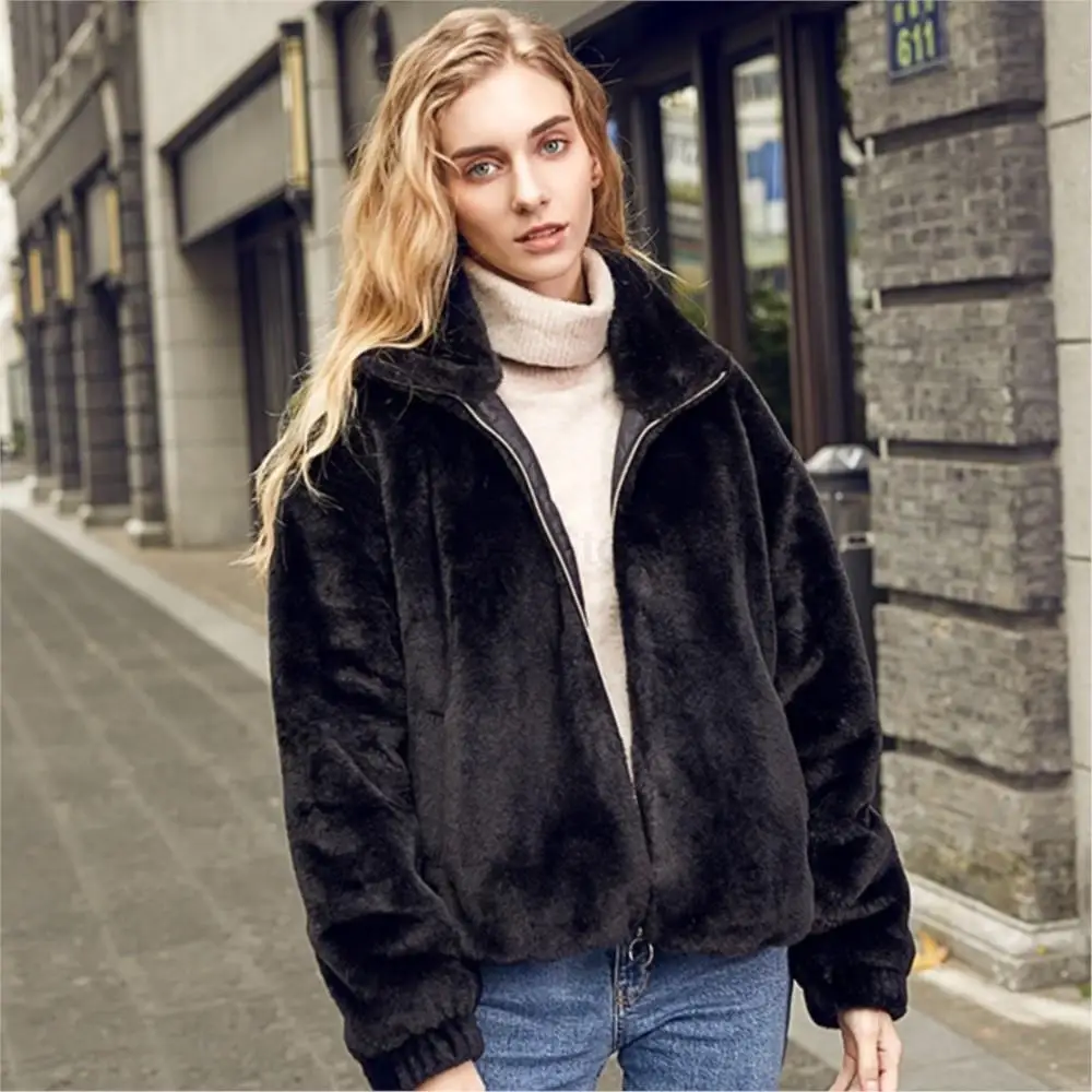 Women's Winter Coats 2022 Pure Color Zipper Long Sleeve Simple Designer Fur Jacket Autumn Winter Women Thermal With Pockets Coat