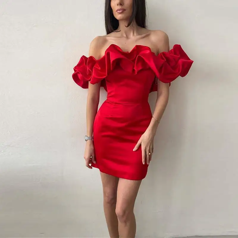 

Женское Элегантное летнее атласное вечернее платье Mandylandy, модное женское сексуальное платье с открытыми плечами и высокой талией, корсет, о...