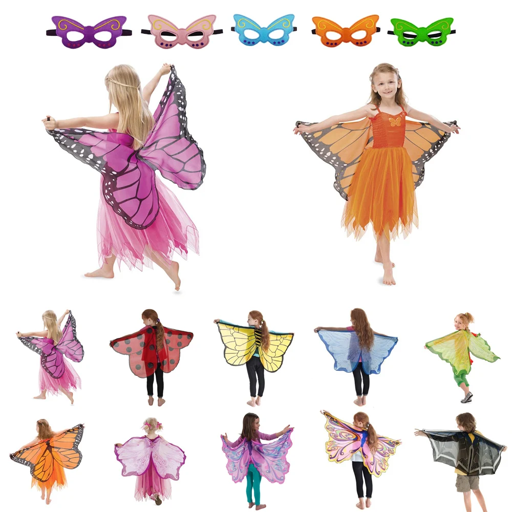 

Children butterfly fairy costume girl butterfly wings Halloween costume cosplay magic flower fairy show back ornaments props