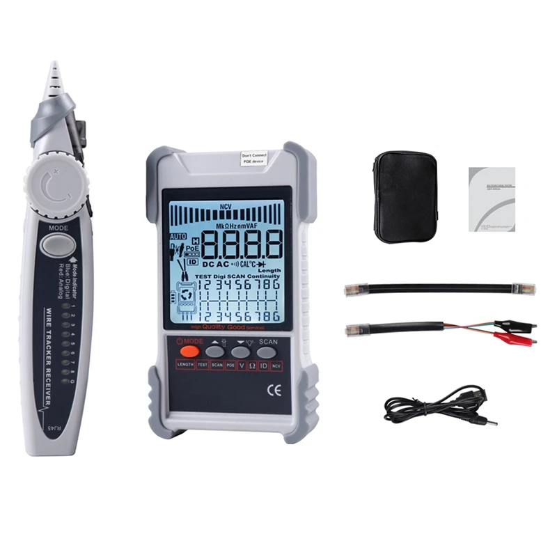 

Network Cable Tester With LCD Display Analogs Digital Search POE Test Cable Pairing Length Wiremap Tester