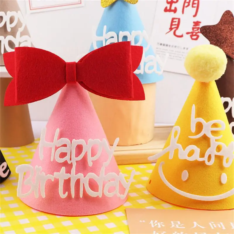 

Boys And Girls Children'S Adult Felt Happy Birthday Party Cake Birthday Hat