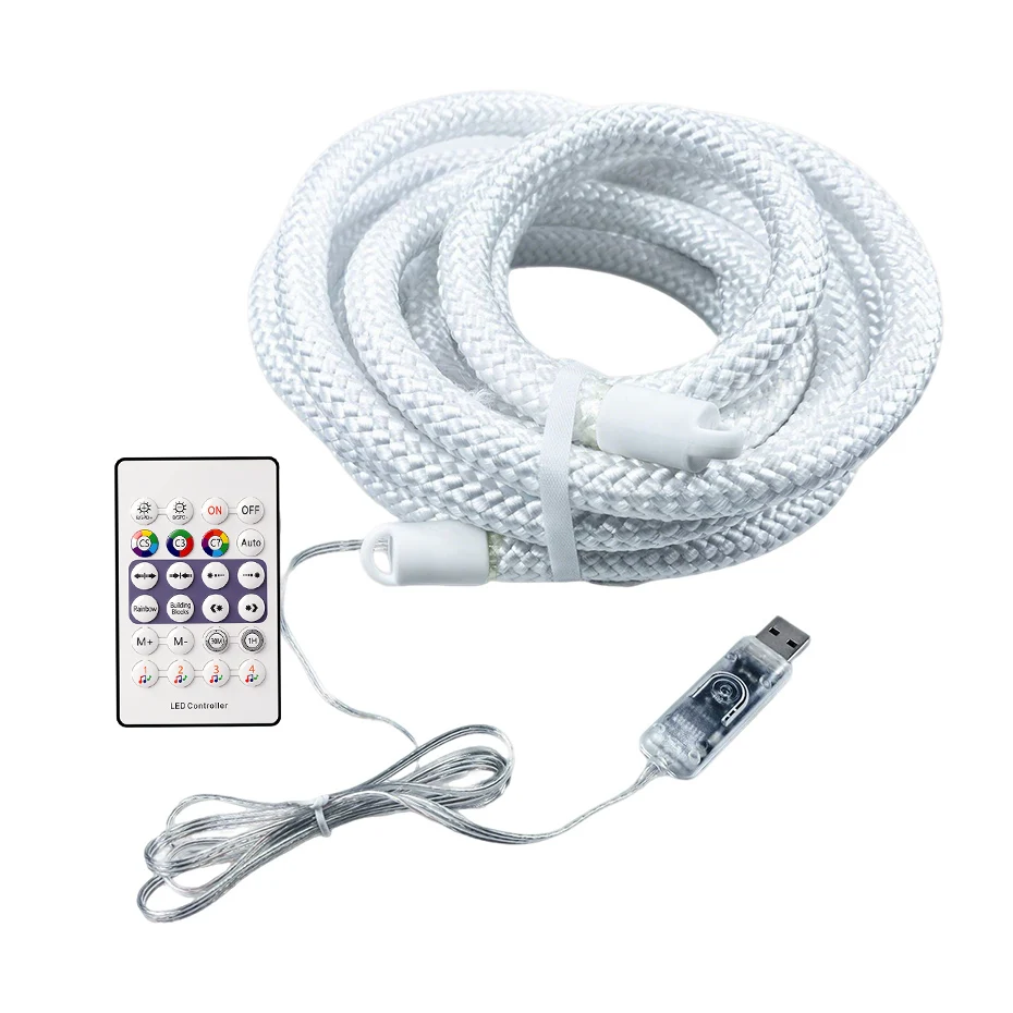Фото Смарт 360 °   Круглый сетчатый неоновый светильник DC5V USB RGBIC, 67 светодиодов/м, 1-5 м, IP67, водонепроницаемый, гибкий, с пультом ДУ и синхронизацией музыки №2