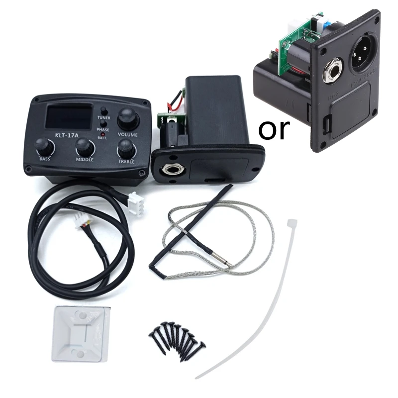 KLT17A 3-полосный гитарный предусилитель эквалайзер пьезо-пьезо-тюнер с ЖК-тюнером