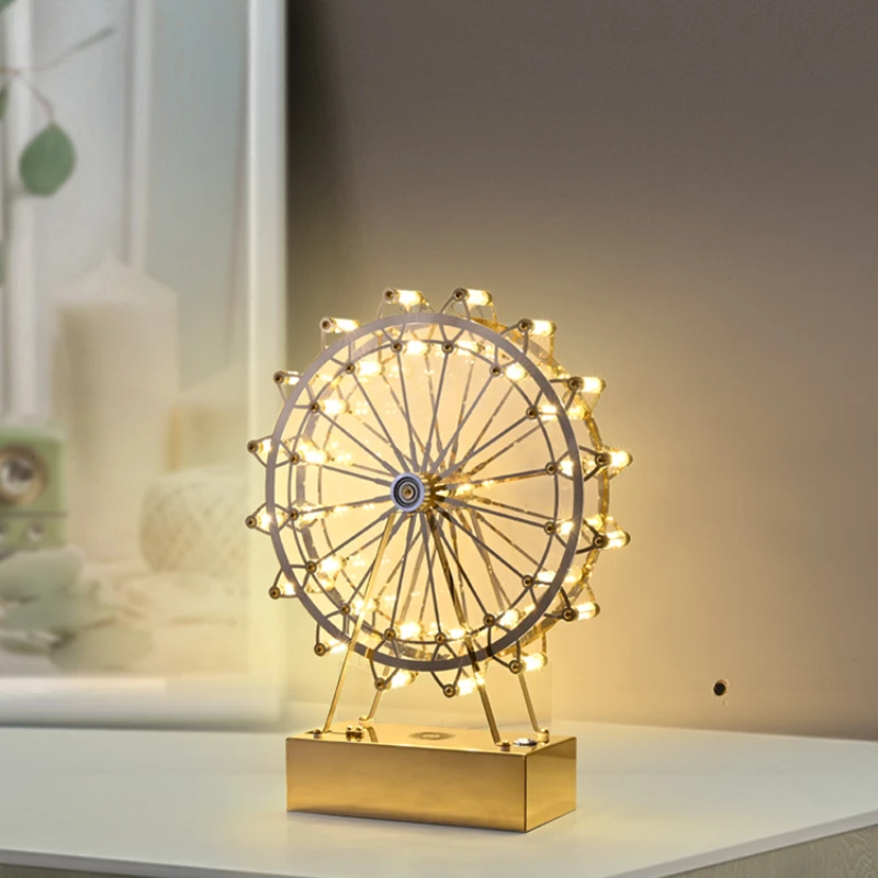 

Rotating Ferris Wheel Table Lamp Bedside Lamp Bedroom Creative Office Cafe Table Decorative Ornaments Atmosphere Night Light
