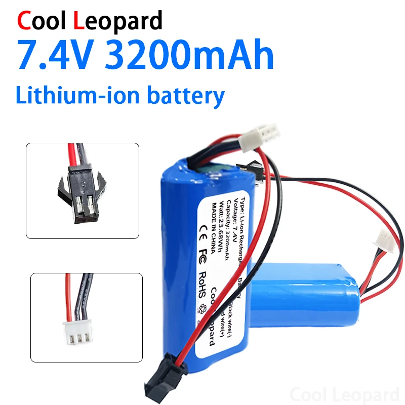 

18650 2S1P 7.4V 3200mAh Lithium Ion Battery,For 10428/12428/12423 Remote Control Car Spare Parts Li-Ion Rechargeable Battery