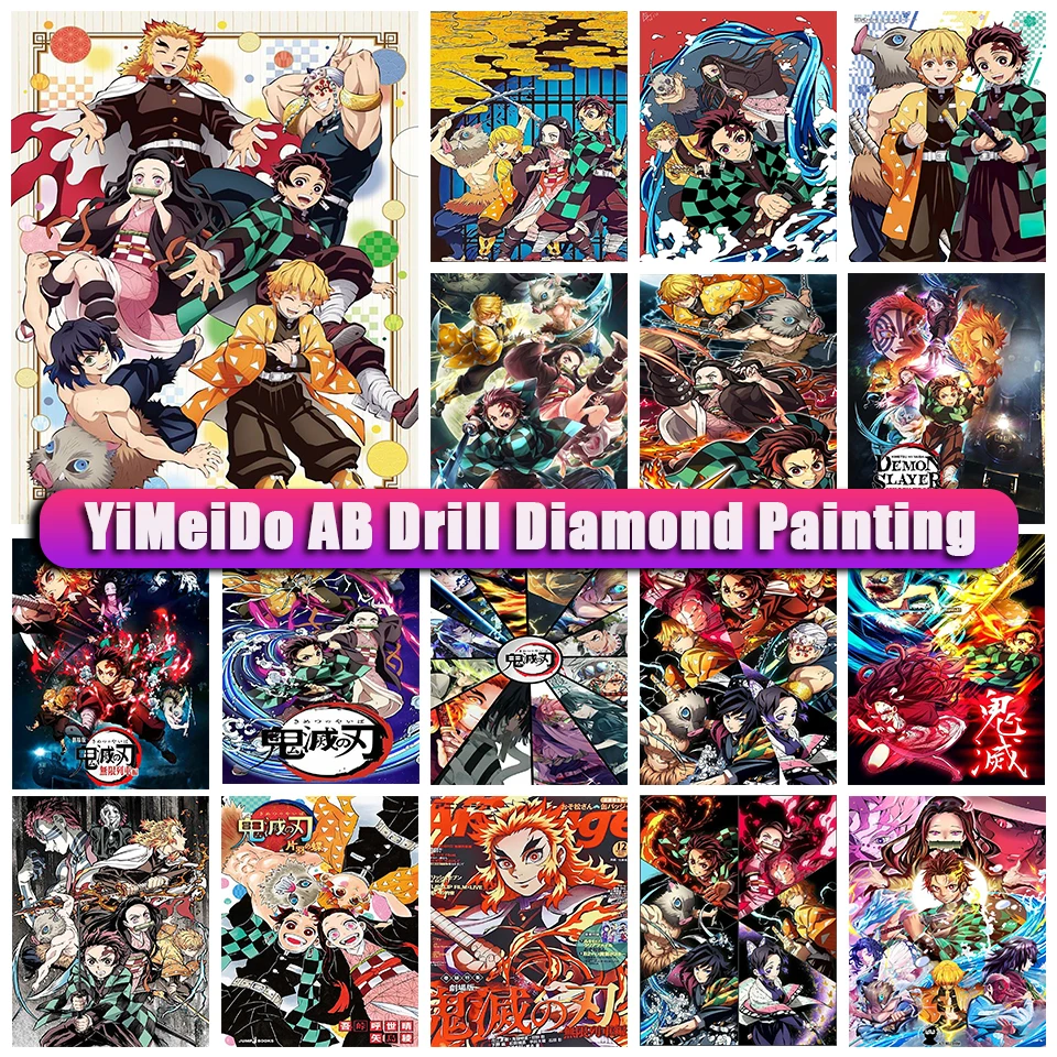 

YiMeido 5D AB алмазная живопись Tanjiro полная квадратная/круглая Алмазная вышивка Аниме Вышивка крестиком мультяшная Бриллиантовая мозаика