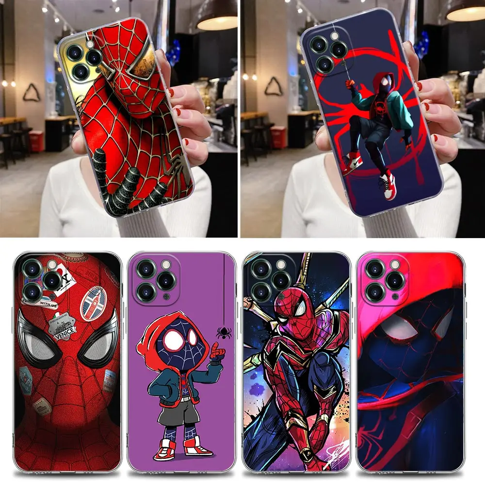 

Spider-Man Miles Morales Marvel Hero Clear Phone Case For iPhone 13 11 12 14 Pro Max X XS XR 7 8 Plus Case Soft Funda Back Cover