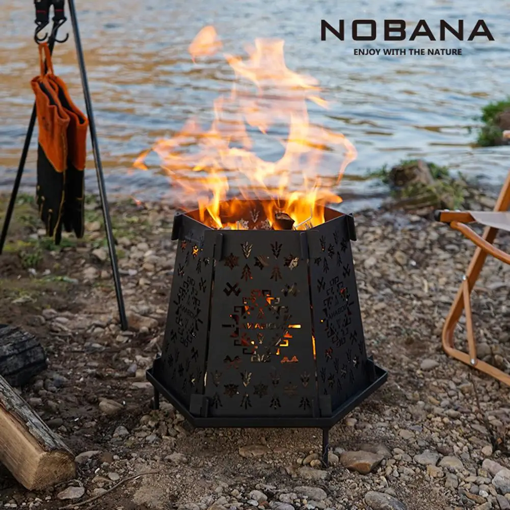 2023 Folding Wood Stove Outdoor Stove Portable Outdoor Picnic Cook BBQ Burners Carbon Steel Camping Stove Hiking Camping Hunting