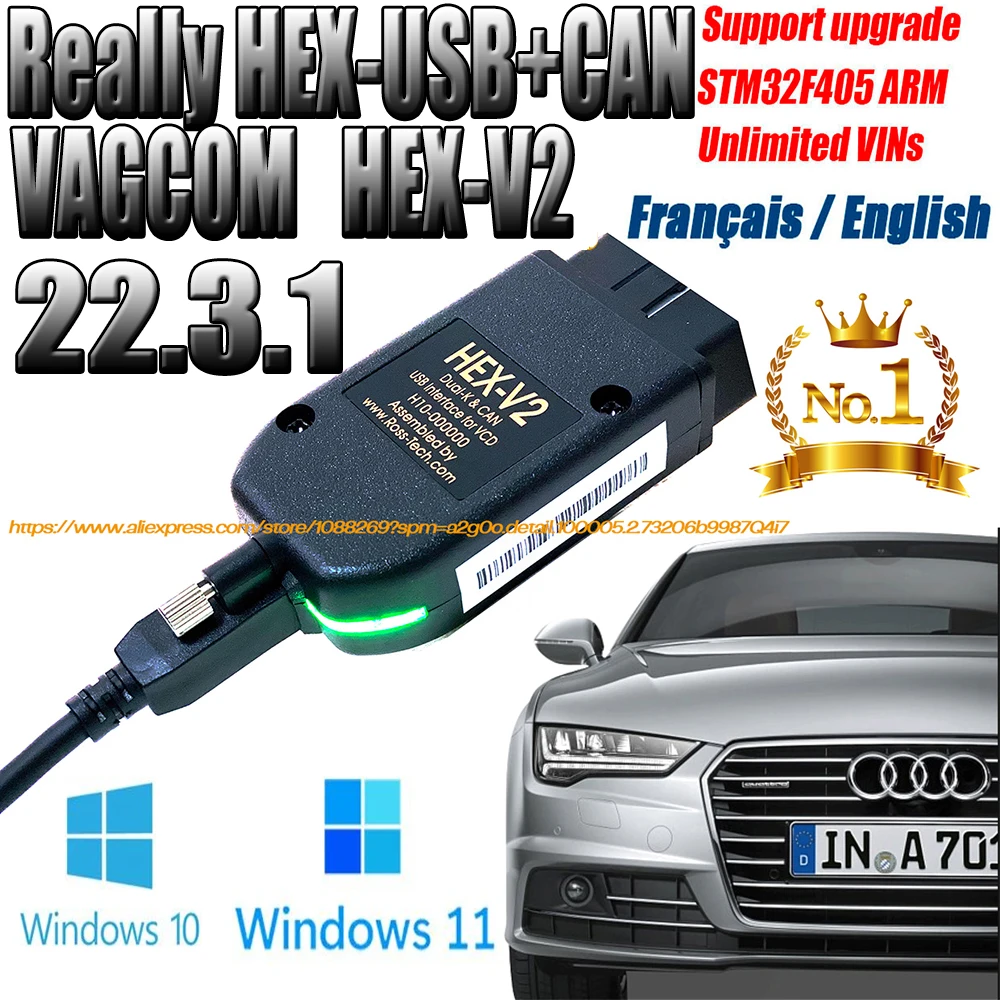 

2022 Popolar VAGCOM 22.3.1 Obd2 Scanner HEX V2 VAG COM 21.9 FOR VW AUDI Skoda Seat ATMEGA162 Multi-language VAG COM VCDS HEX V2