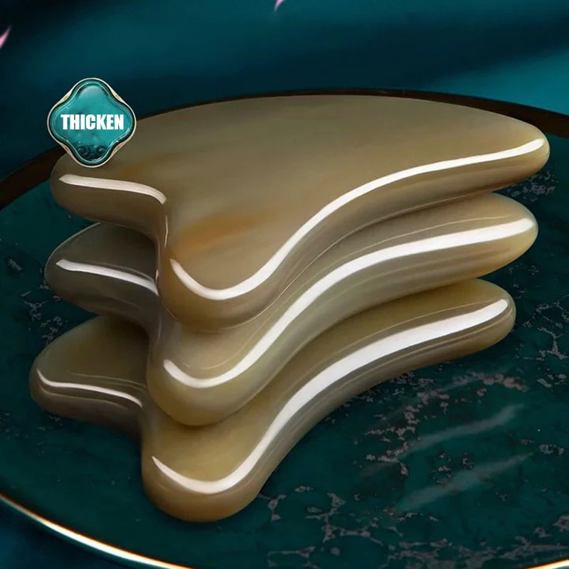 Натуральный OX Horn Gua Sha Board &amp Массаж подтяжка лица Stick Набор для глаз красоты спины