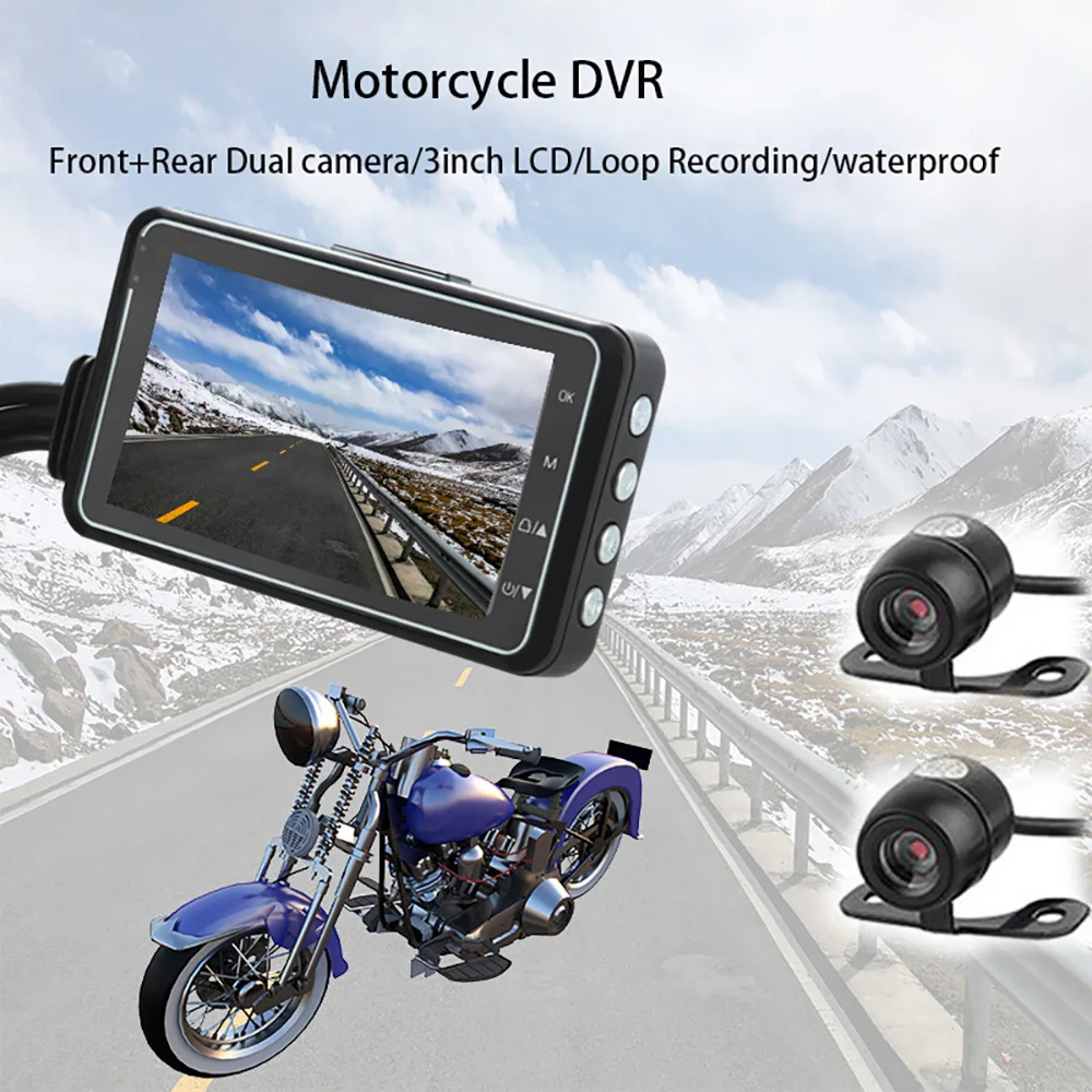 Motorcycle DVR Motor Camera Dash Cam Dual-track Front and Rear View Video Recorder Night Vision G-sensor Motorbike Black Box