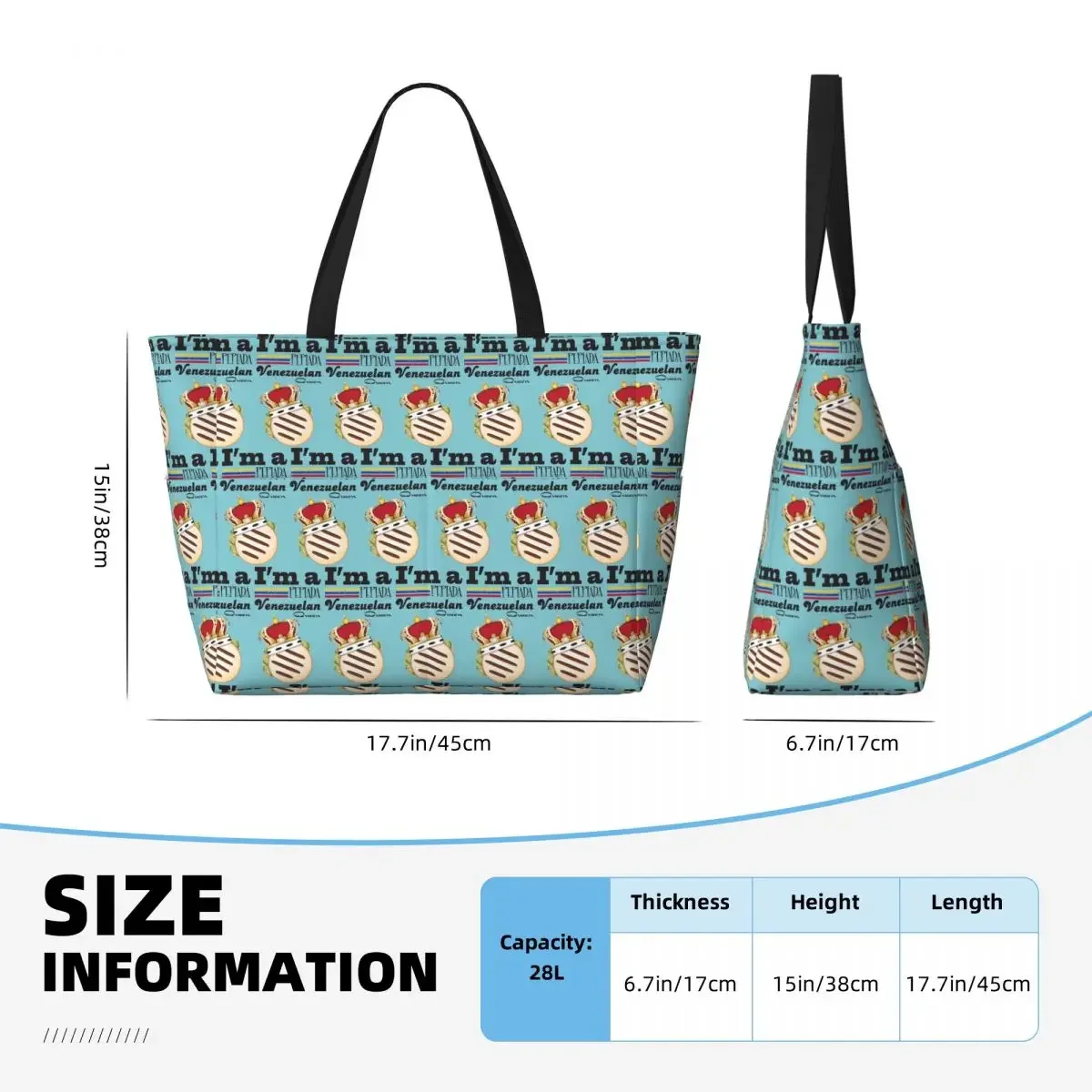 Фото Спортивная сумка-тоут Arepa Venezuela Im A Pepiada Venezuelan Queen Beach Tote Bag для фитнеса, йоги, путешествий, большая женская сумка для спортзала №4