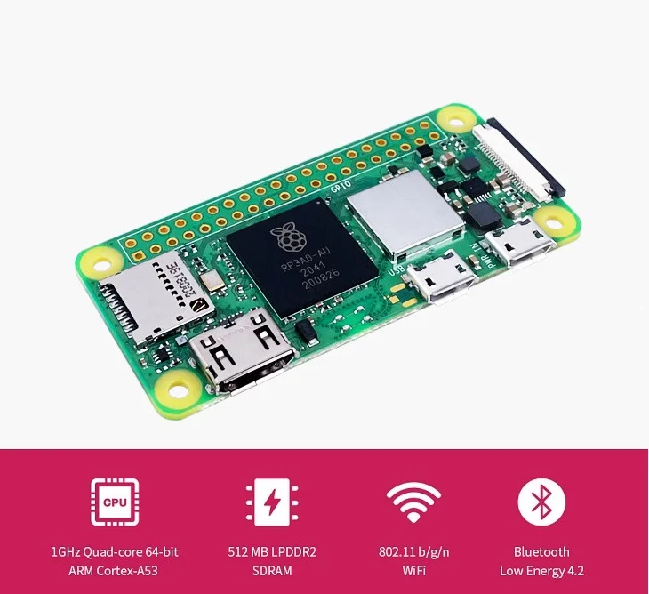 Raspberry Pi Zero 2 W, в пять раз быстрее. Четырехъядерный процессор Arm Cortex-A53 с частотой 1 ГГц, Wi-Fi, Bluetooth 4.2 BLE (art.: 3920dd0ed201f) - 3920dd0ed201f