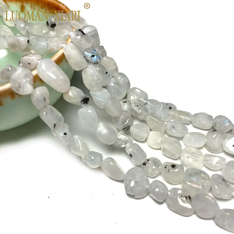 100% натуральный черный лунный камень бусины из драгоценных камней неправильной