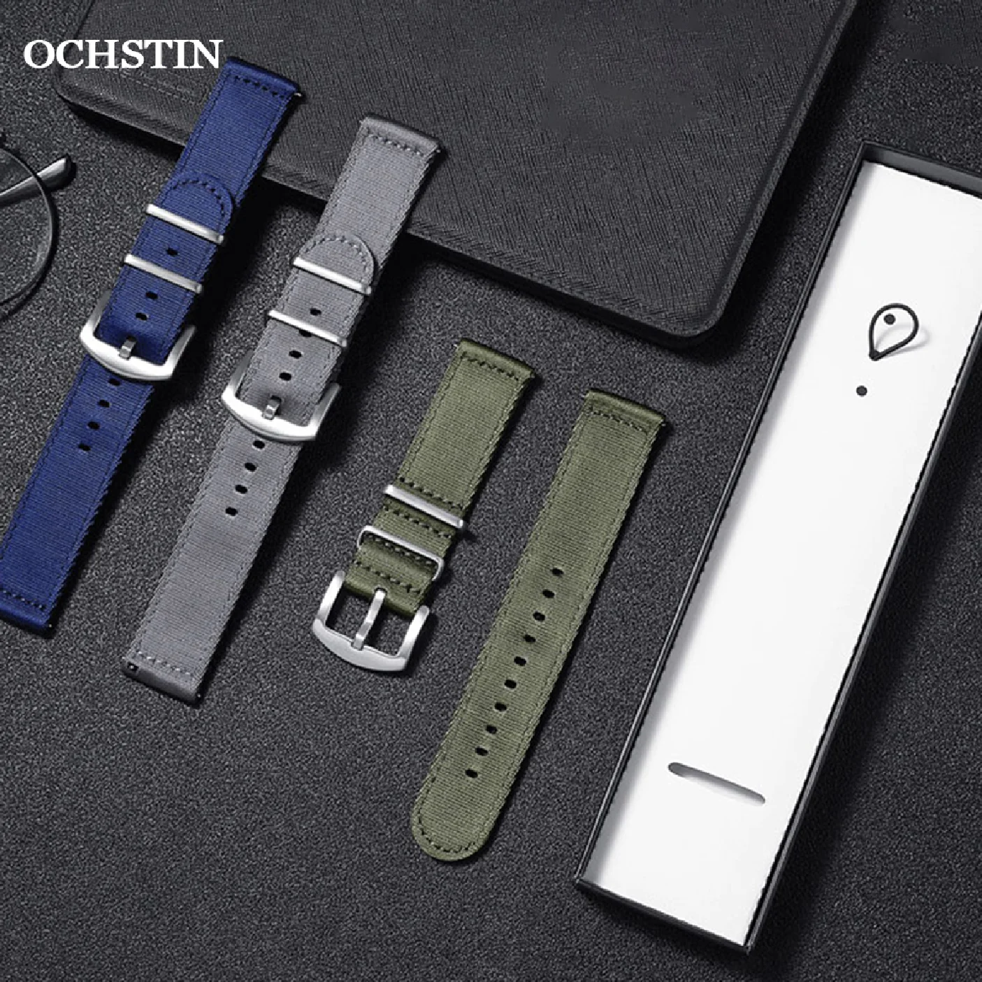 

OCHSTIN DIY Nylon Strap 22MM 20MM Stainless Steel Clasp Waterproof Breathable High Quality Multicolor Watchbands Braided Nylon