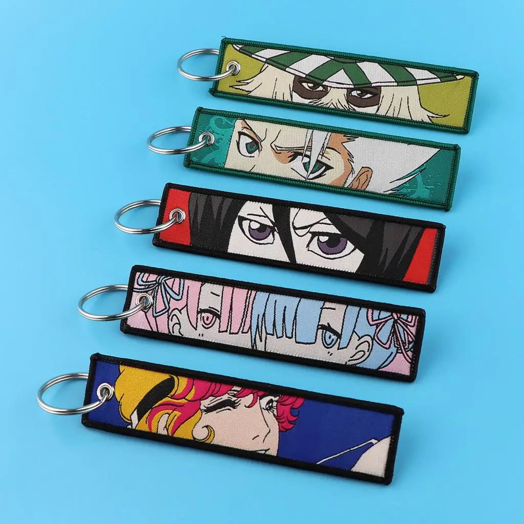 

BLEACH Japanese Anime Keychain For Motorcycles Bags Accessories Embroidery Key Holder Key Tag Keyring Collection Anime Fans Gift
