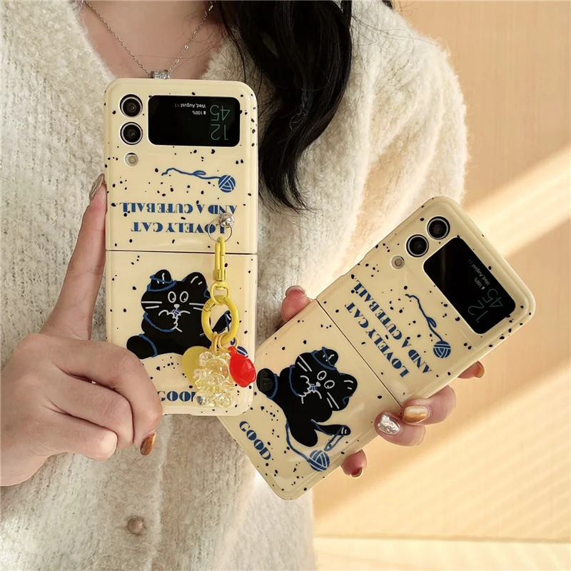 

Чехол для телефона с милым медведем и мультяшным котом для Samsung Galaxy Z Flip 4 3 Z Flip3 Flip4 5G, силиконовые защитные чехлы Funda