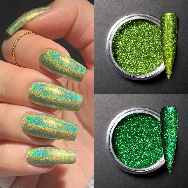 

Nail Powder iridescent Mirror Glitter Chrome Nail Art Pigment Design Rub Dust Flakes Decorations Brush Manicuring
