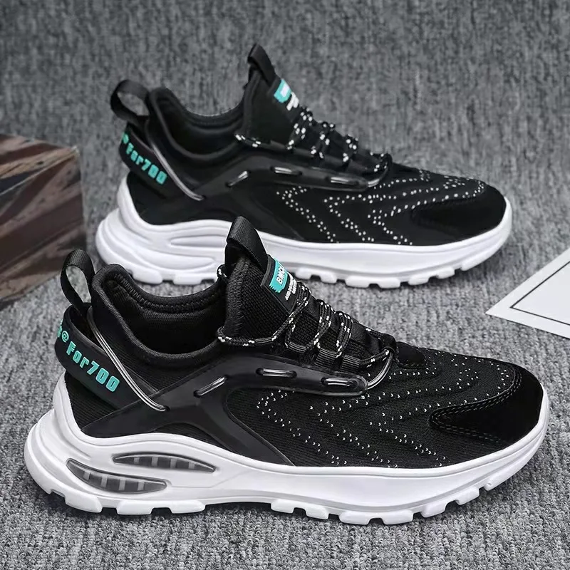 2022 Four Seasons New Men Sports Shoes Flying Weave Mesh Comfortable Breathable Casual Running Shoes Outdoor Trend Male Sneakers