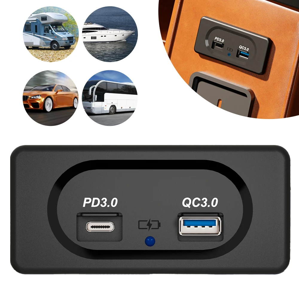 

Автомобильное зарядное устройство QC3.0 + PD3.0 с двумя USB-портами