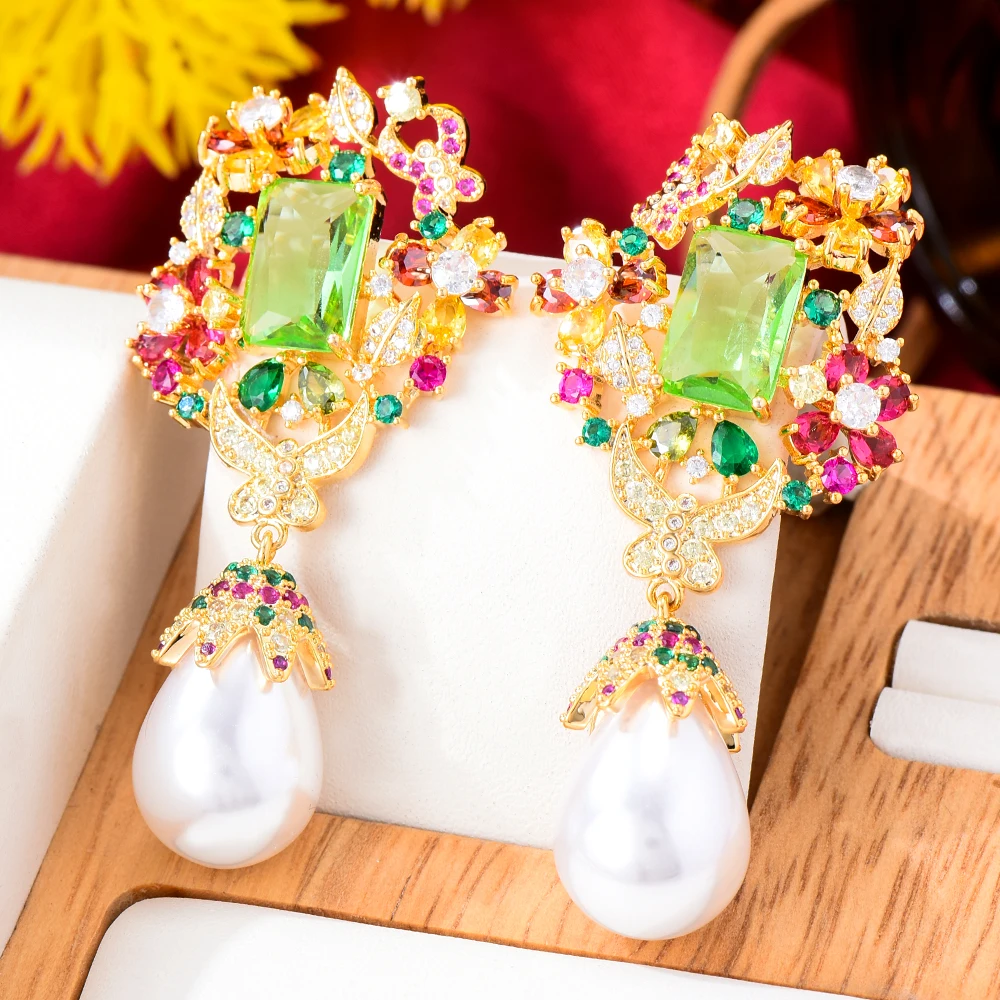 GODKI летние разноцветные цветочные жемчужные модные серьги в форме капель