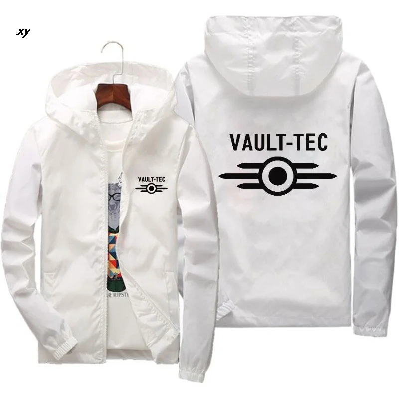2022 New Arrivals Mens woman Hood Jacket Fashion Vault -Tec logo Gaming Video Game Fallout print Casual Windbreaker Men Jacket