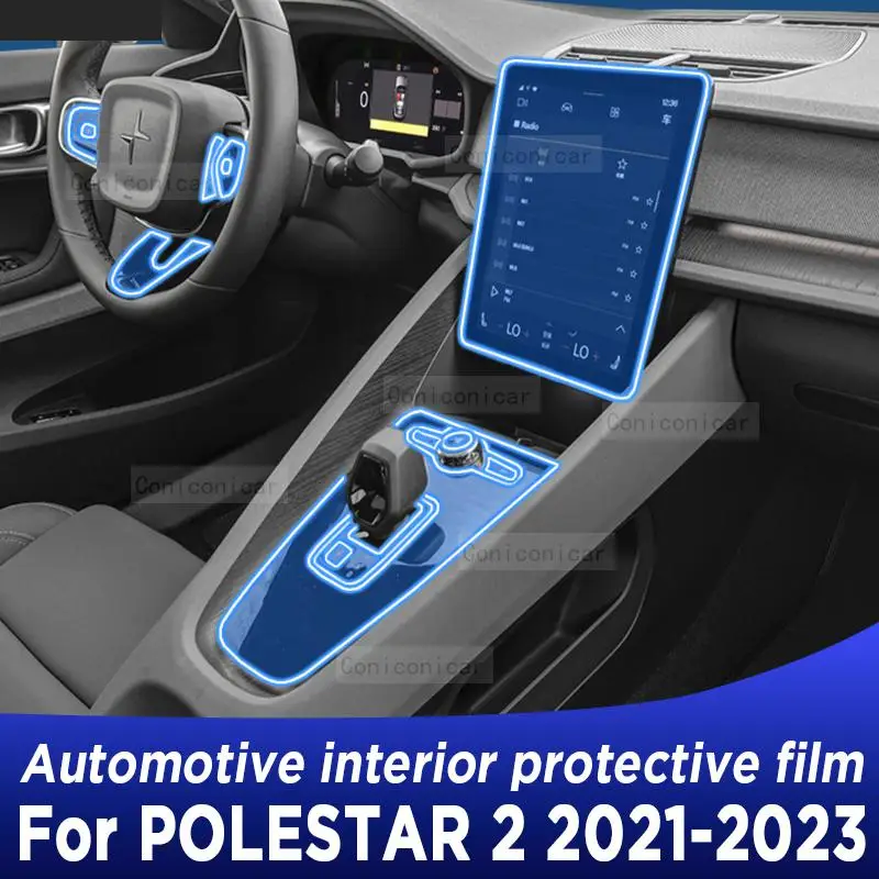 

For POLESTAR 2 2021 2022 2023 Gearbox Panel Navigation Screen Automotive Interior Cover TPU Protective Film Anti-Scratch Sticker