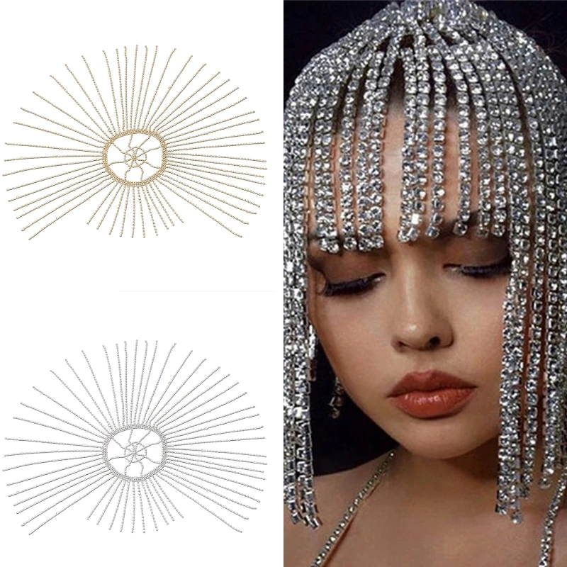 

Bohemia Style Rhinestone Drop Pendant Forehead Head Chain Crystal Headpiece Bridal Wedding Hair Chain Head Jewelry.