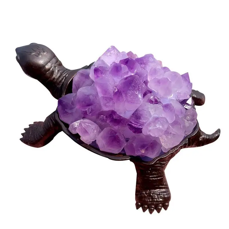 

Amethyst Crystal Rock Crystal Holder Hand Carved Turtle Crystal Holer Healing Irregular Crystal Organizer Rough Healing Crystal