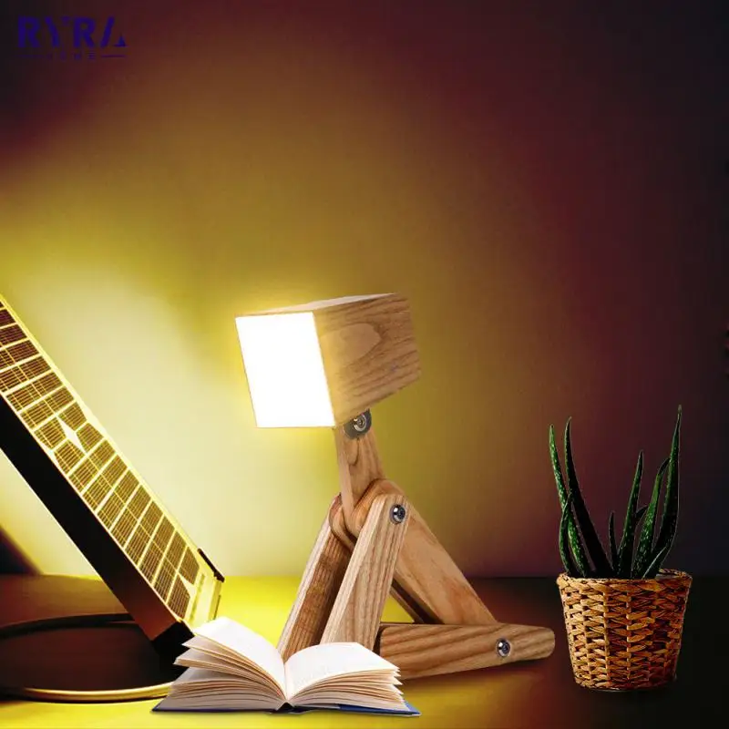 

Деревянная настольная лампа в форме собаки «сделай сам», USB-светильник с держателем для современной ткани, Художественный Деревянный Настольный светильник для кабинета, комнатный ночник для обучения, Новинка