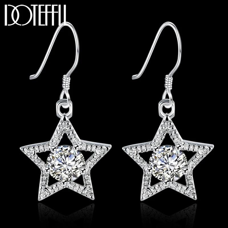 

DOTEFFIL 925 Sterling Silver AAA Zircon Stars Earrings High Quality Charm Women Jewelry Fashion Wedding Engagement Party Gift